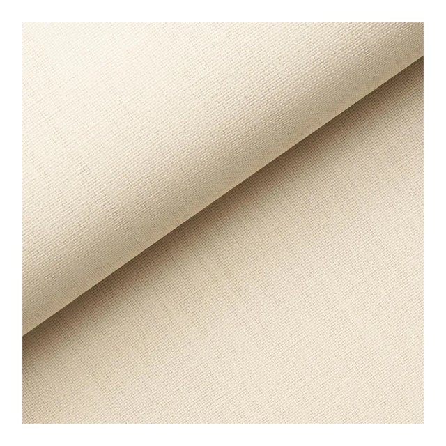 Sample - Schumacher Performance Linen Wallpaper in Oyster For Sale