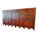 8 Panel Antique Wooden Chinese Screen For Sale