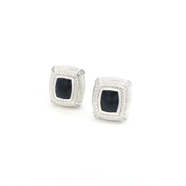 Authentic Judith Ripka Estate Onyx Omega Back Earrings Sterling Silver 14 Grams JR1 These authentic Judith Ripka estate...