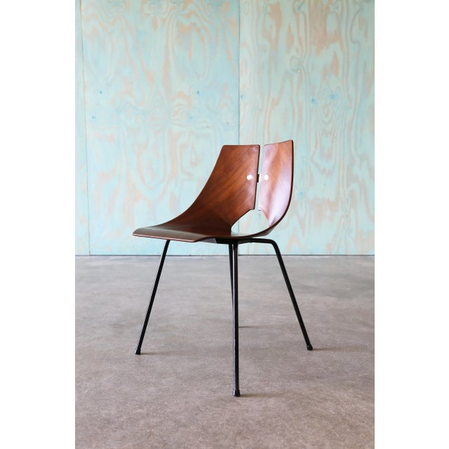 Wood 1950s Ray Komai Mahogany and Iron Chair Mid Century Modern Eames Knoll For Sale - Image 7 of 9