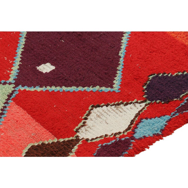 Vintage Moroccan Rug in Red With Multicolor Diamond Medallions | Rug & Kilim For Sale In New York - Image 6 of 7