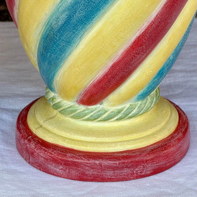 Metal 2005 Whimsical Ceramic Swirl Table Lamps, Styled After MacKenzie-Childs - A Pair For Sale - Image 7 of 16