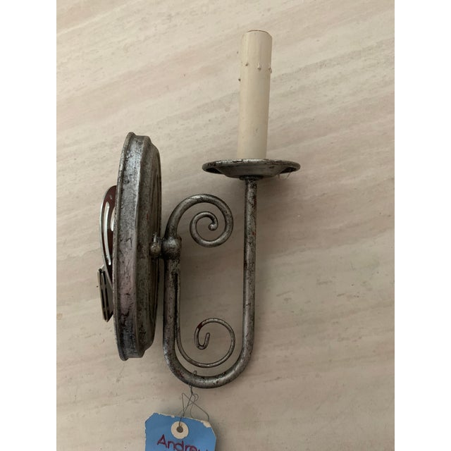 1980w Silver Painted Wall Sconce For Sale In West Palm - Image 6 of 7