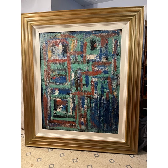 Hello” by John Frates, Huge, Mid Century Modern, Abstract, Hang Multi-Direction, Unframed Is 48x60x1 1/2 In., #1713, 2 Frame Choices Add $1,000. Obo, For Sale - Image 9 of 12