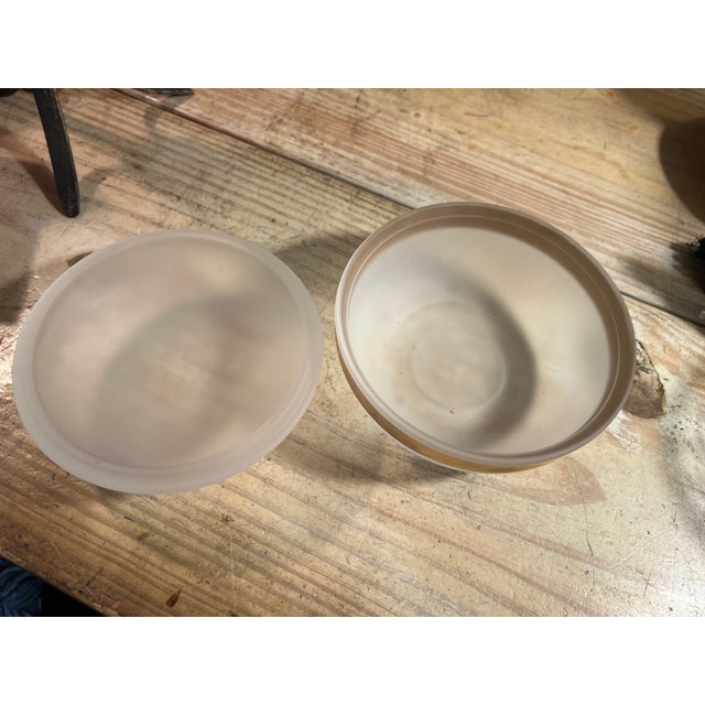 Vintage White Frosted Glass Powder Box For Sale - Image 4 of 5