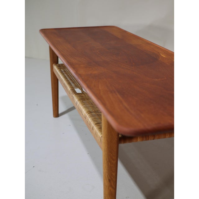 AT10 Coffee Table in Teak, Oak and Cane by Hans J. Wegner for Andreas Tuck, Denmark, 1950s For Sale - Image 11 of 18