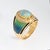 Stylish natural opal & diamond ring (circa 1980s) crafted in 18k white gold. Natural opal measures 10mm x 7mm. 28 diamonds...