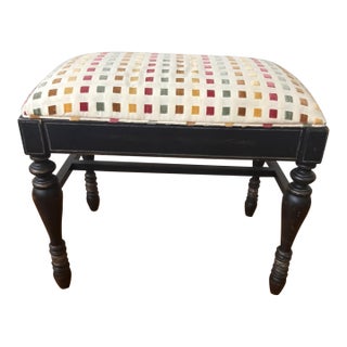 1960s Petite Painted Wood Bench With Upholstered Seat For Sale