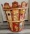 charming folk art wastebasket, handmade of wood and decoupage, Raggedy Ann and Andy inside, complementary art outside,...