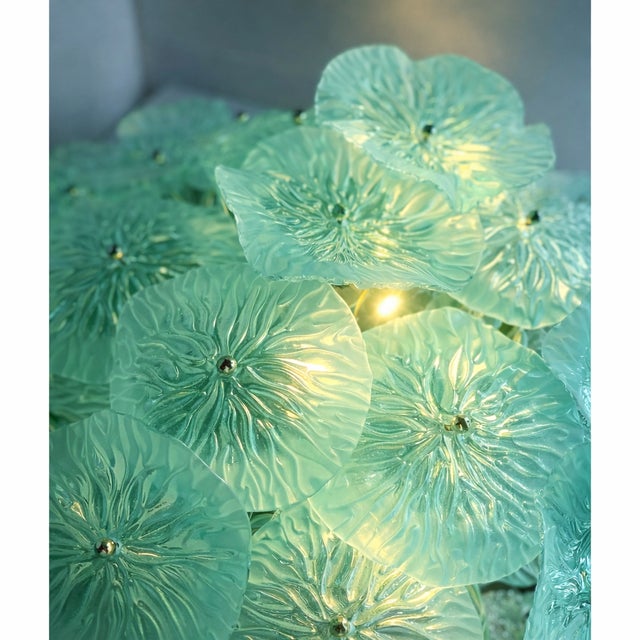 Contemporary Floreal Murano Glass Flush Mount by Simoeng in Sea Green and Sanded Color For Sale - Image 10 of 10