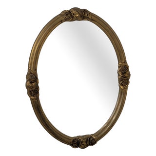 Vintage Oval Mirror in Gilded Frame, 1965 For Sale