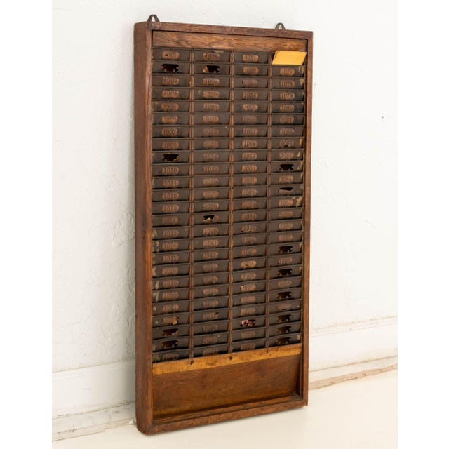 Wood American Vintage Oak Time Card Rack For Sale - Image 7 of 8