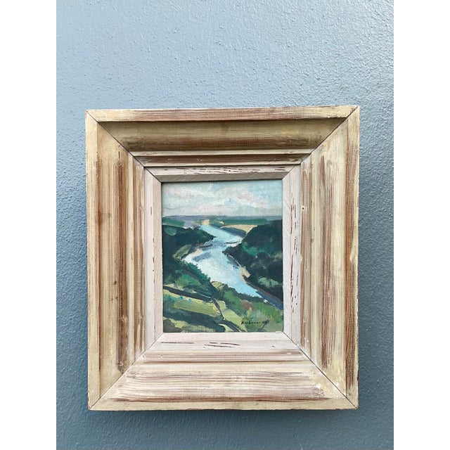 Vintage 1949 Original Landscape Oil on Board For Sale - Image 4 of 12