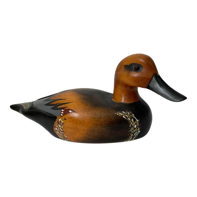 Hand Painted Cinnamon, Teal, Drake Duck Decoy. For Sale