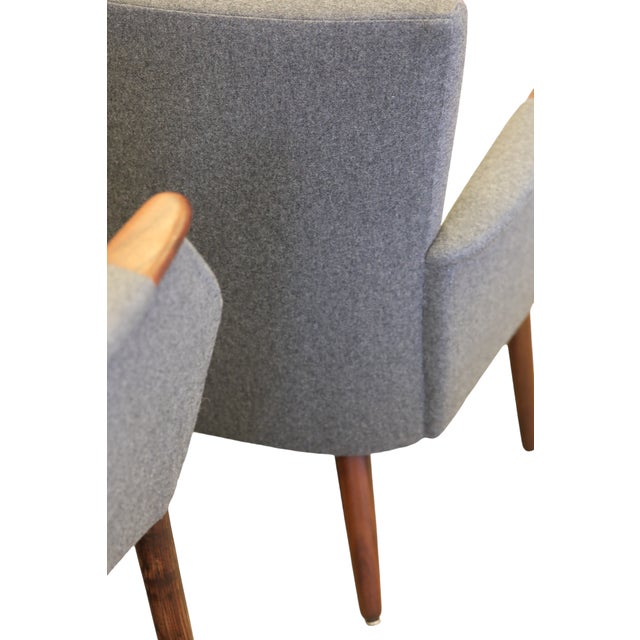 1970s Danish Sofa and Armchairs in Gray Wool Fabric, 1960s, Set of 3 For Sale - Image 5 of 18