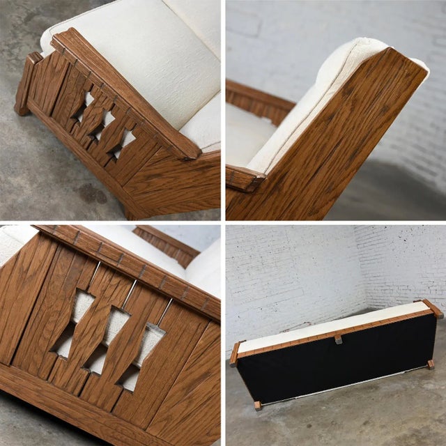 Antique White Mid-20th Century Rustic or Western Style Sofa Attributed to A. Brandt Ranch Oak For Sale - Image 8 of 12