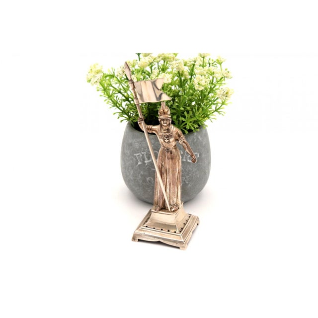 Silver Toothpick Holder with Joan of Arc and Banner For Sale - Image 5 of 6
