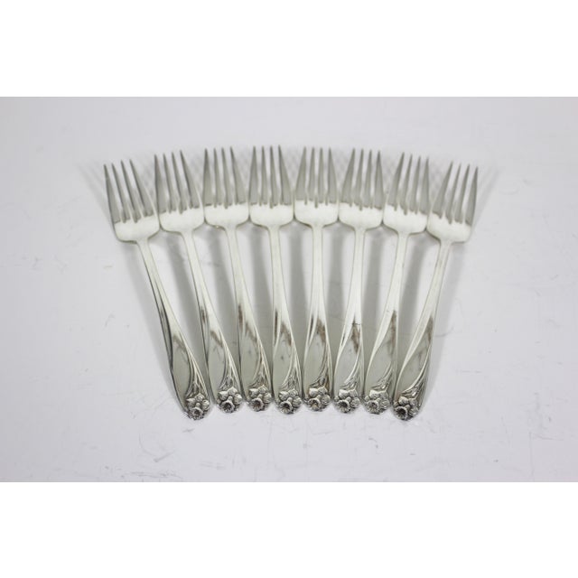 1950 Silverplate Daffodil 4 Piece Flatware Rogers Place Setting for 8 Plus Hostess Serving Pieces- 40 Pieces For Sale - Image 10 of 12