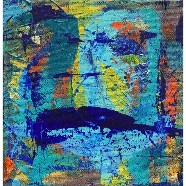 Figurative Abstract Painting on 6” by 1.5” by 6” Stretched Canvas For Sale