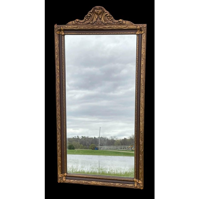 Highly detailed, hand carved c.1920's mirror. Incredible condition. Beautiful gold gilt on high reliefs with a redish...