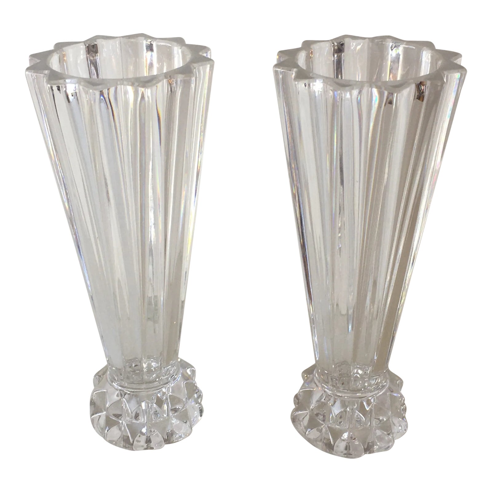 Rosenthal Classic Crystal Fluted Vases, a Pair Chairish