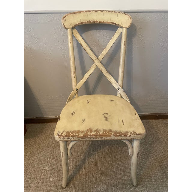 Shabby Chic French Country, Rustic European , Shabby Chic Dining Table With Six Chairs For Sale - Image 3 of 8