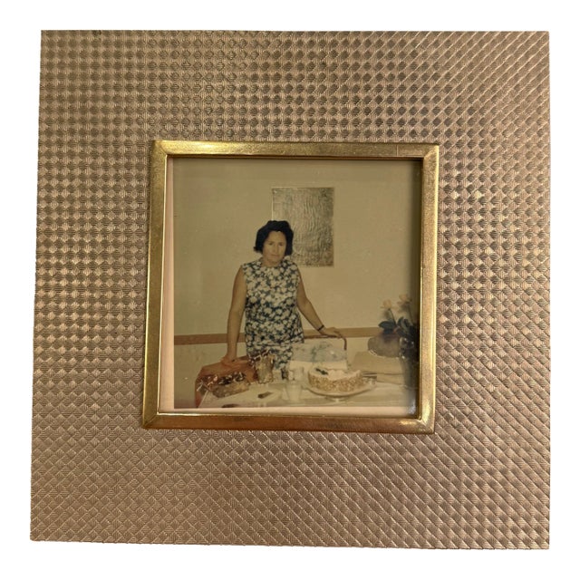 Cartier Made in Italy Vintage Gilt Brass Woven Basket Weave Picture Frame For Sale