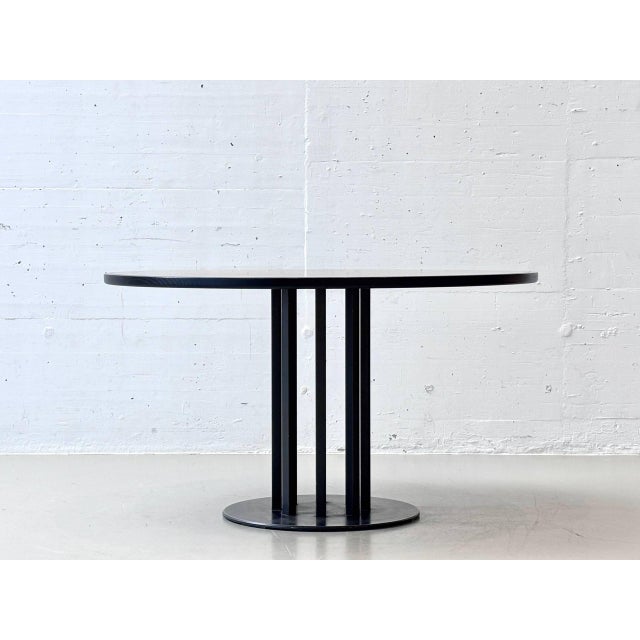 Round Dining Table in Thuja Root Veneer and Steel, 1980s For Sale - Image 6 of 16