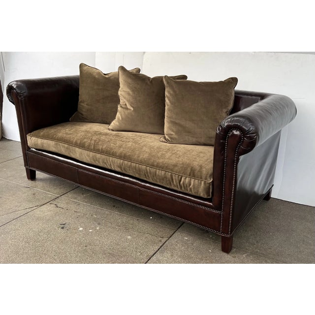 Ralph Lauren Ralph Lauren Brompton 3-Seat Vintage Dark Mahogany Leather Sofa. For Sale - Image 4 of 11