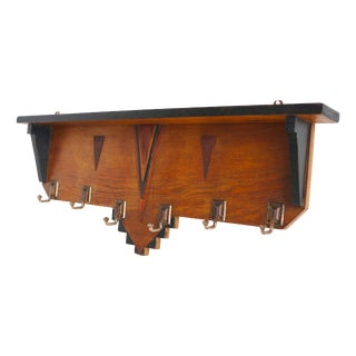Vintage Dutch Art Deco Amsterdam School Coat Rack in Oak, 1920 For Sale