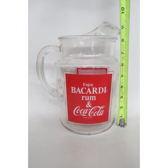 Advertising Glass Pitcher for Bacardi Rum and Coca Cola 1970s Promotion 4865b For Sale - Image 10 of 14