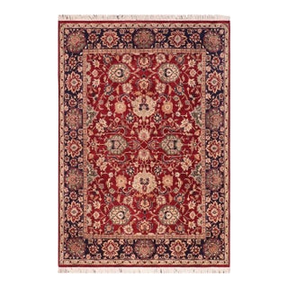 Shabby Chic 1990's Floral Pak-Persian Red/Blue Wool Rug - 8'1'' X 10'0'' For Sale