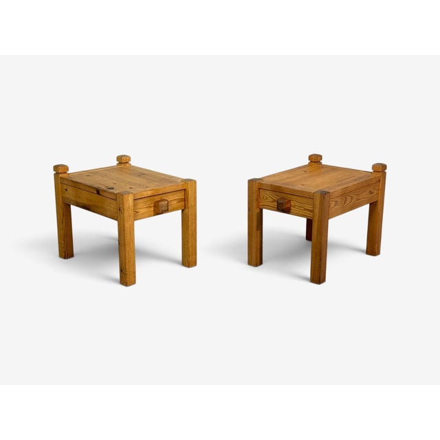 1970s Swedish Modern, Nightstands, Pine, Leather, Sweden, 1970s For Sale - Image 5 of 13