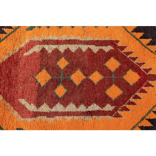 Yellow Vintage Kurdish Hanmade Wool Rug, 4' X 11' For Sale - Image 8 of 10