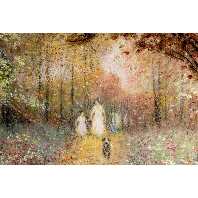 Impressionist Lovely Vintage James G. Llewelyn Impressionist Garden Painting Églomisé & Pastel Mixed Media Nature Home Decot Art For Sale - Image 3 of 14