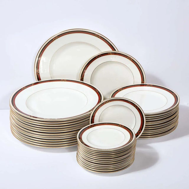 Modernist Royal Worcester "Mondrian" Pattern Service for 14 China Plates - 42 Pieces For Sale - Image 12 of 13