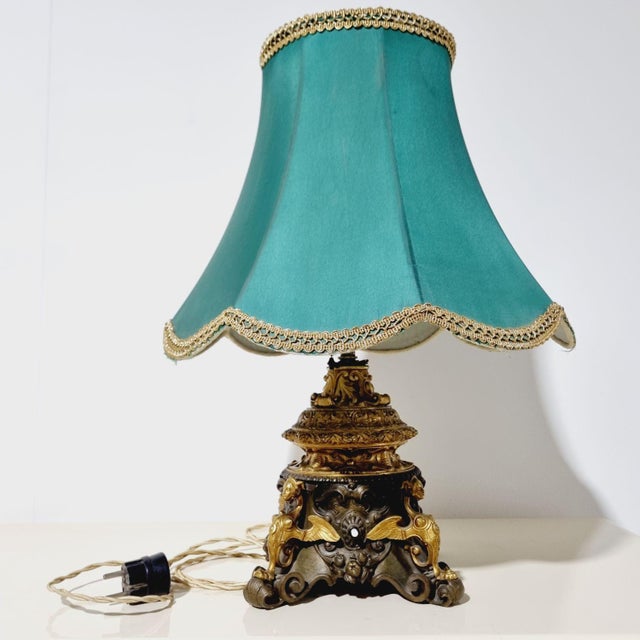 Historicism Bronze Table Lamp with Gilded Decoration, 19th Century For Sale - Image 5 of 18
