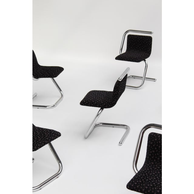 Italian S Anonimo Chrome Chairs in Leopard Velvet, 1970s, Set of 6 For Sale - Image 15 of 18