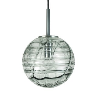 Mid-Century Pendant Lamp in Clear and Smoke Grey Glass and Metal from Doria Leuchten, 1960s For Sale