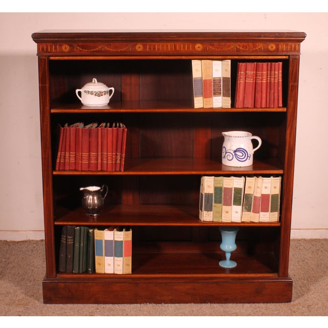 19th Century Mahogany and Inlays Open Bookcase For Sale - Image 14 of 14