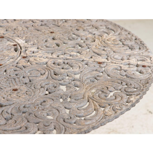 Metal Round Metal Acanthus Leaf Motif Garden Table, Sweden 1960s For Sale - Image 7 of 7