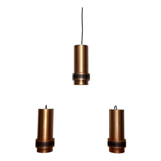 Mid-Century Modern Space Age German Copper Pendant Lamps from Doria, 1960s, Set of 3 For Sale