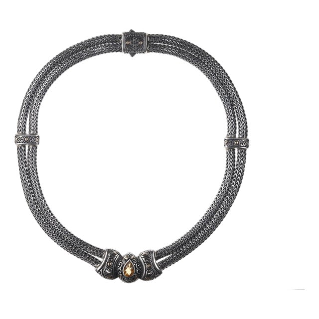 Samuel Benham Sterling/18k Citrine Double Necklace For Sale