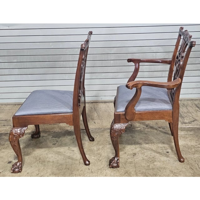 Late 20th Century Set of 8 Baker Stately Homes Mahogany Chippendale Dining Chairs Claw and Ball For Sale - Image 10 of 18