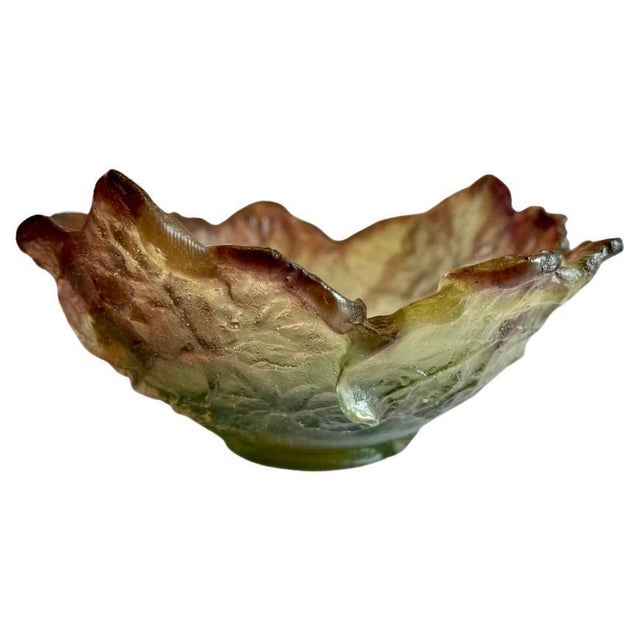 Vintage French Cabbage Leaf Bowl from Daum For Sale - Image 11 of 11