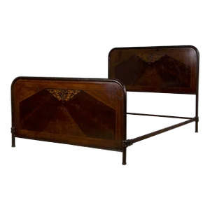 1930s French Art Deco Painted Wrought Iron Full Size Bed Frame