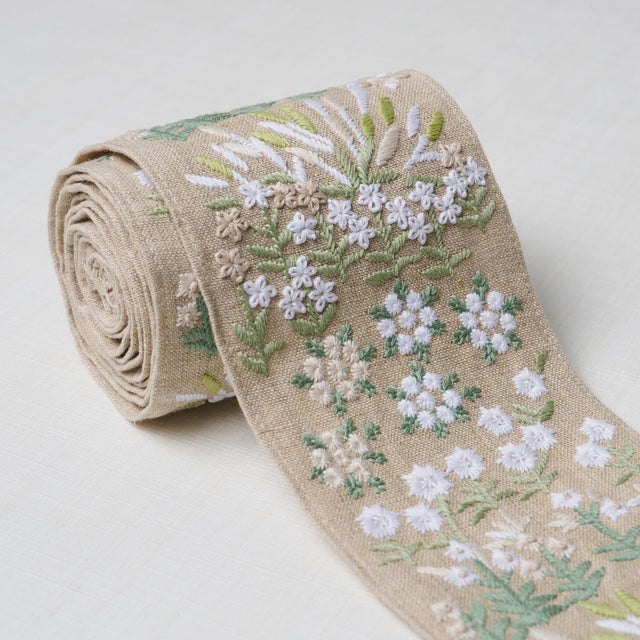 Contemporary Sample - Schumacher Lula Embroidered Tape Trim In Green For Sale - Image 3 of 5