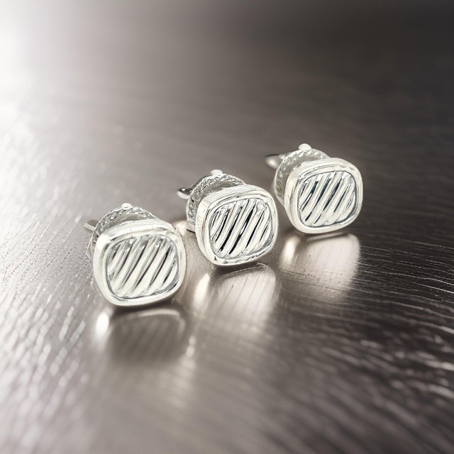 Silver 1990s David Yurman Estate Pc Tuxedo Button Set Sterling Silver, 3 Pieces For Sale - Image 8 of 11