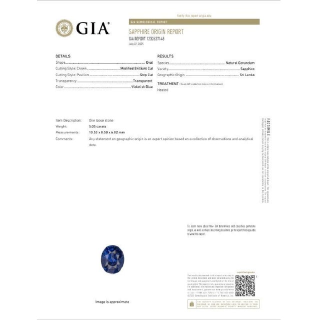 Blue 5.05 Carat Ceylon Blue Sapphire Diamond 18k Gold 3-Stone Ring, Gia Certified, Size 6.25 For Sale - Image 8 of 9