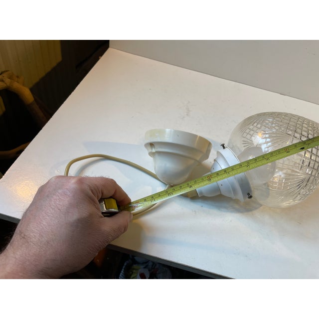 White Art Nouveau Jugend Crystal Hallway Pendant Lamp, 1920s For Sale - Image 8 of 10